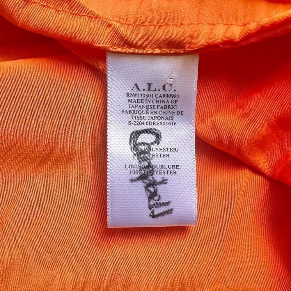A. L.C Delfina Cut Out One Shoulder In Citrus Orange Asymmetrical Midi Dress Sz4 - Picture 8 of 9